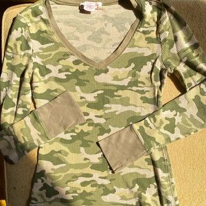 OP Sunwear camouflage long sleeve knit top in S
